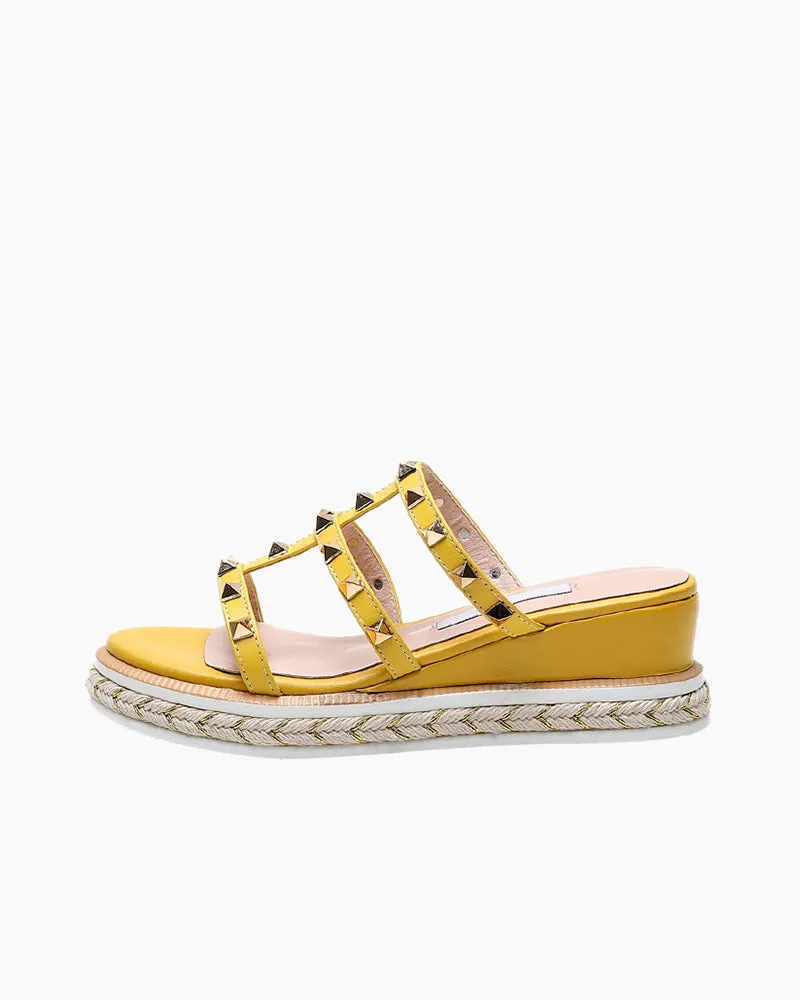 Espadrille Wedges Slides Rivets Sandals