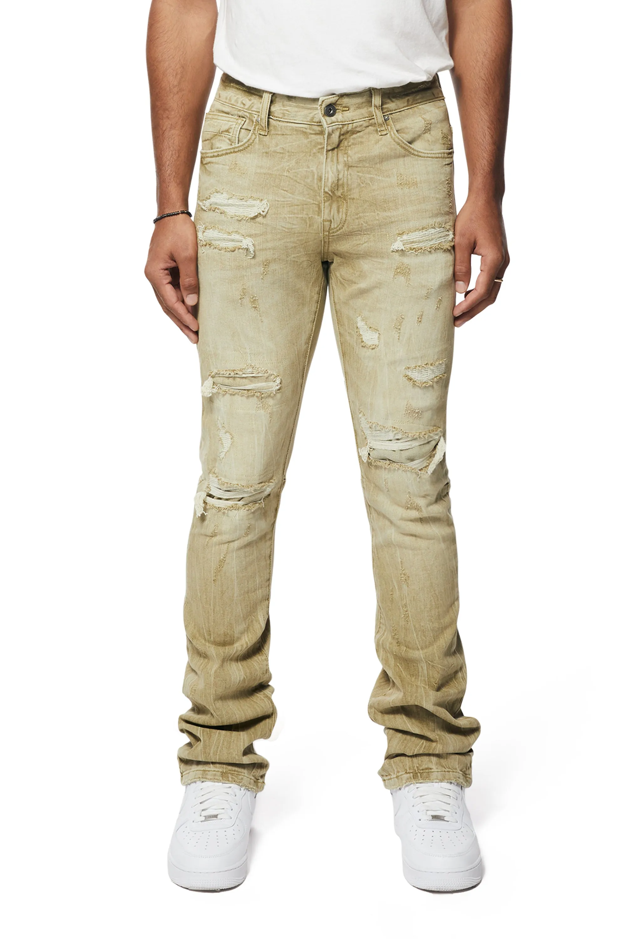 Essential Stacked Denim Jeans - Light Oak