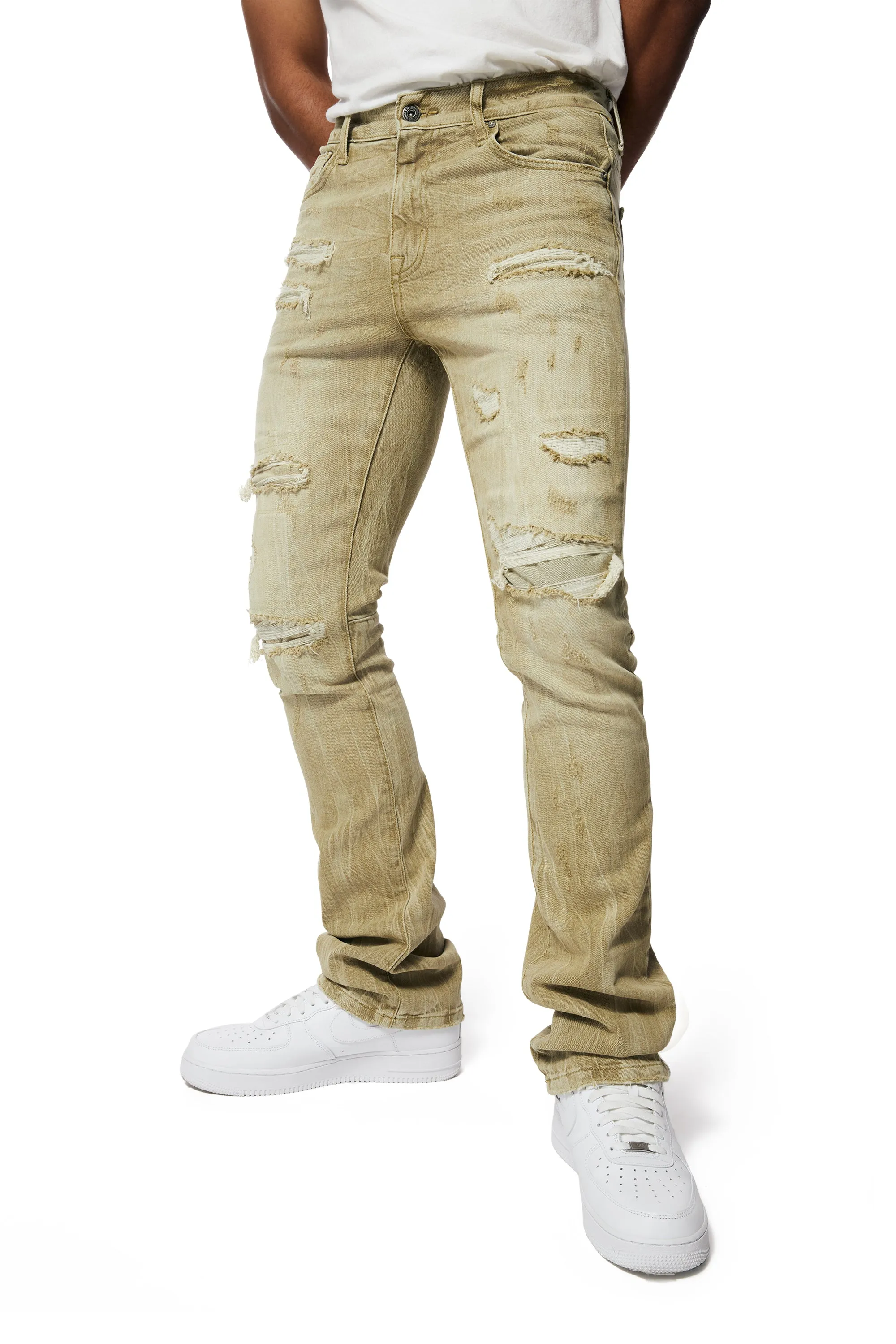 Essential Stacked Denim Jeans - Light Oak