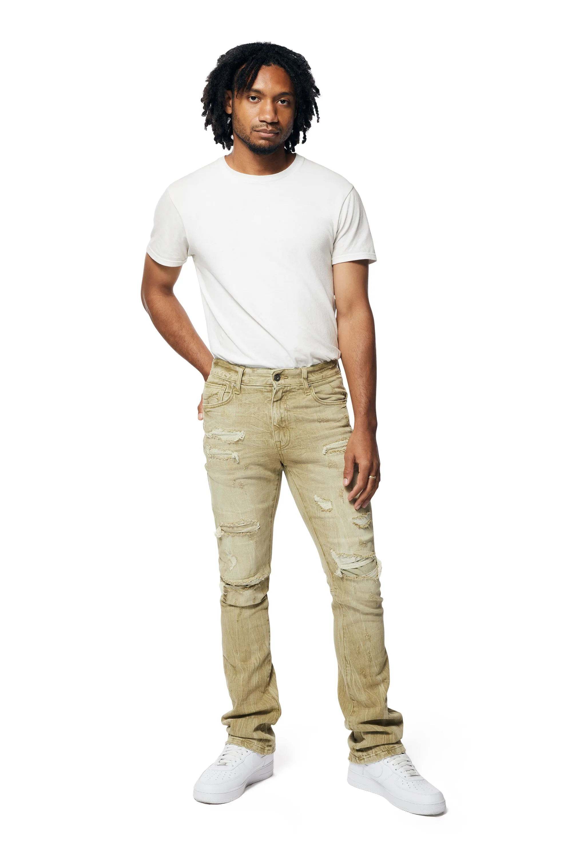 Essential Stacked Denim Jeans - Light Oak