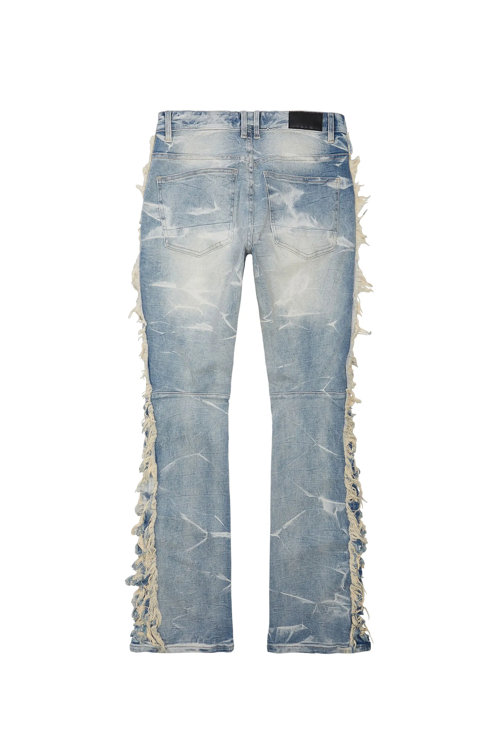 Frayed Stacked Denim Jeans - Bergen Blue