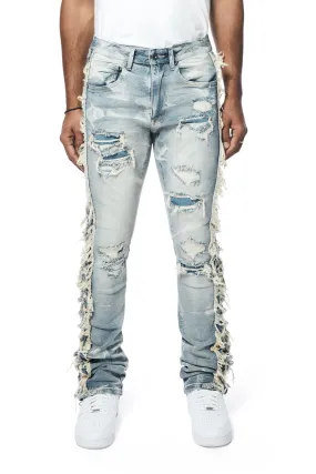 Frayed Stacked Denim Jeans - Bergen Blue