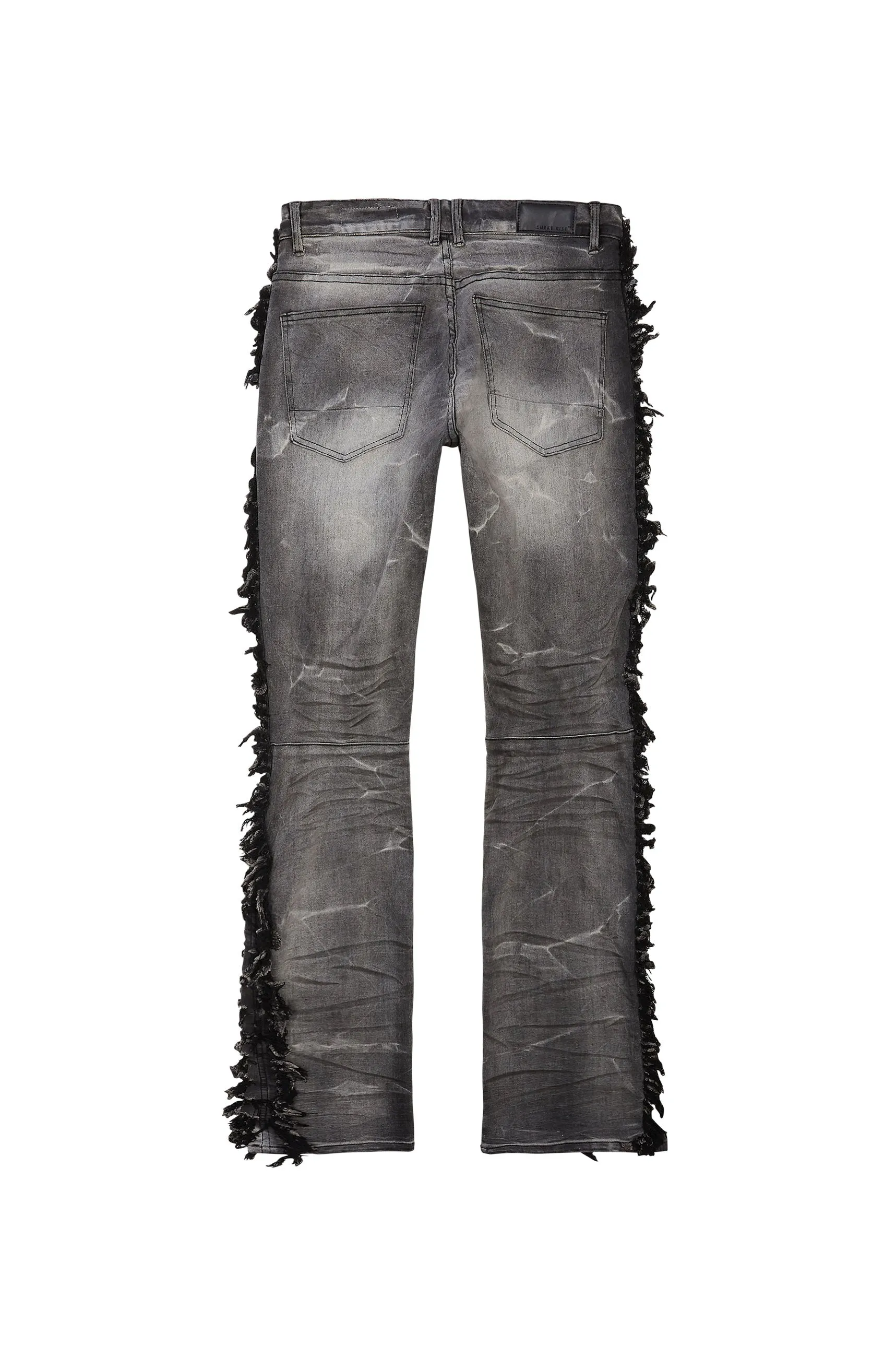 Frayed Stacked Denim Jeans - Lightning Black