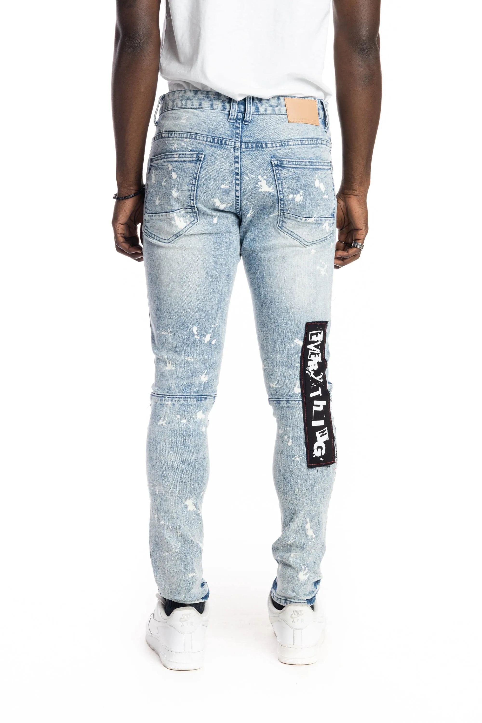 Graphic Patched Fashion Jeans - Mizu Blue