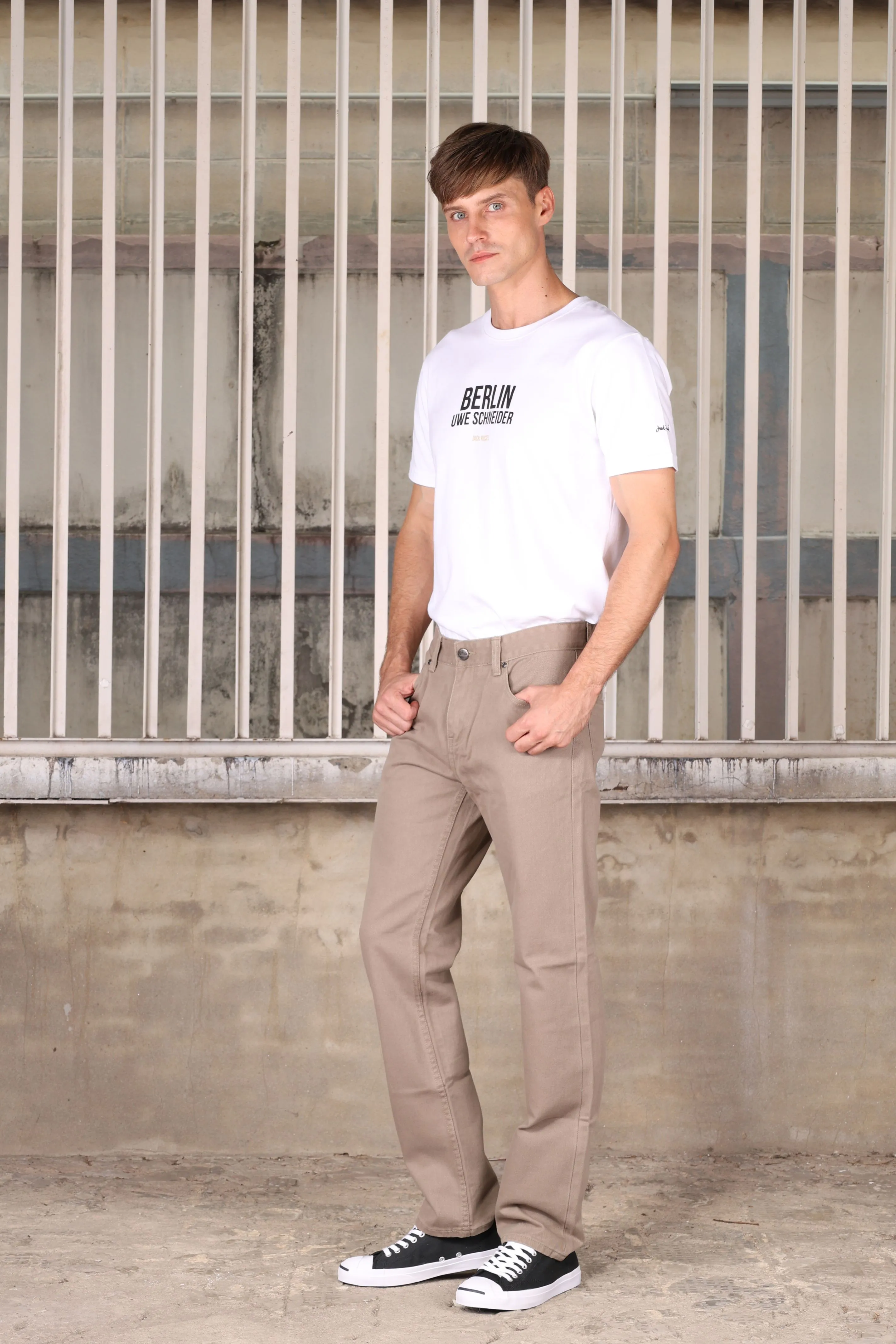 Mens Jack Russell Chino Pants - Straight Fit - Grey - Style J-1191/GY