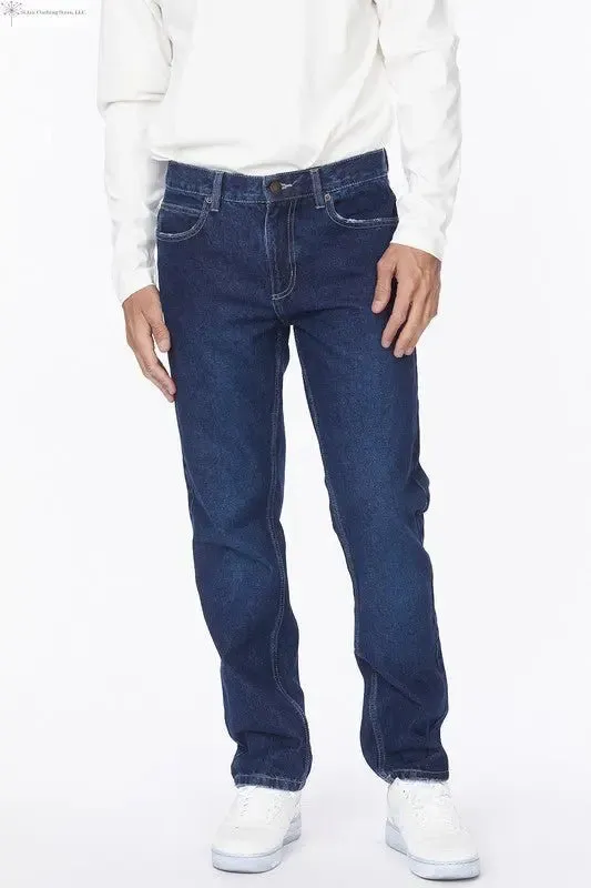 Loose Fit Jeans For Men Straight Dark Blue