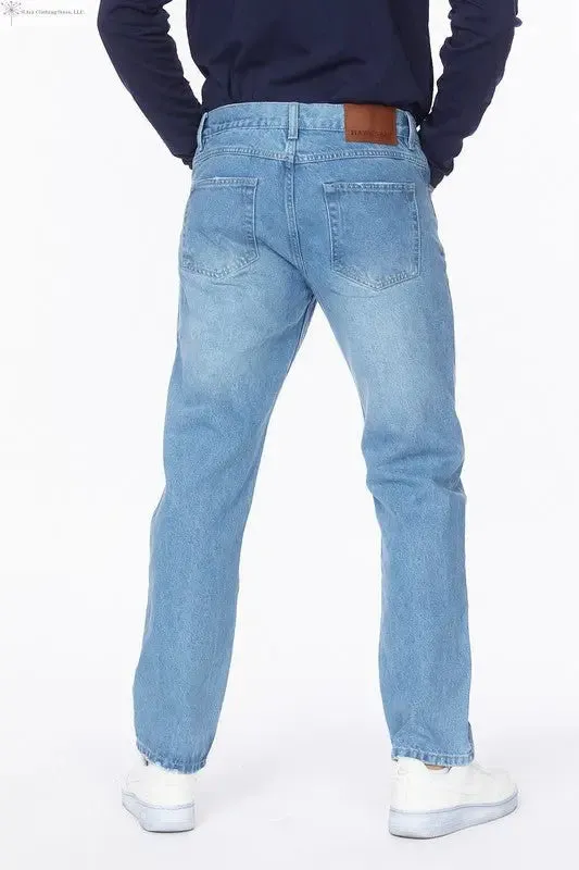 Loose Fit Men's Jeans Straight Light Blue