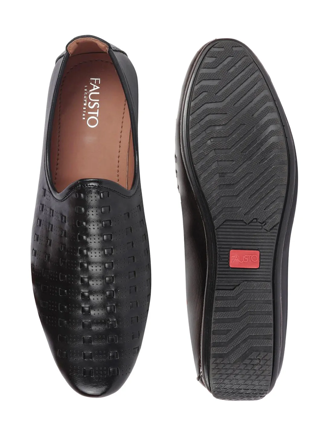 Men Black Ethnic Slip-On Round Toe Jutis & Mojaris