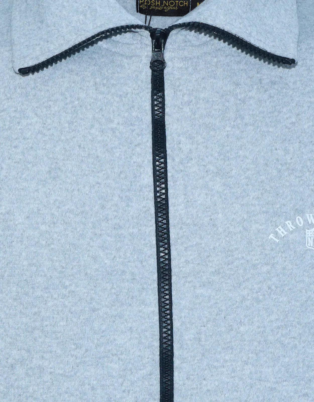 Men Fashion Grey Mock Neck Zipper