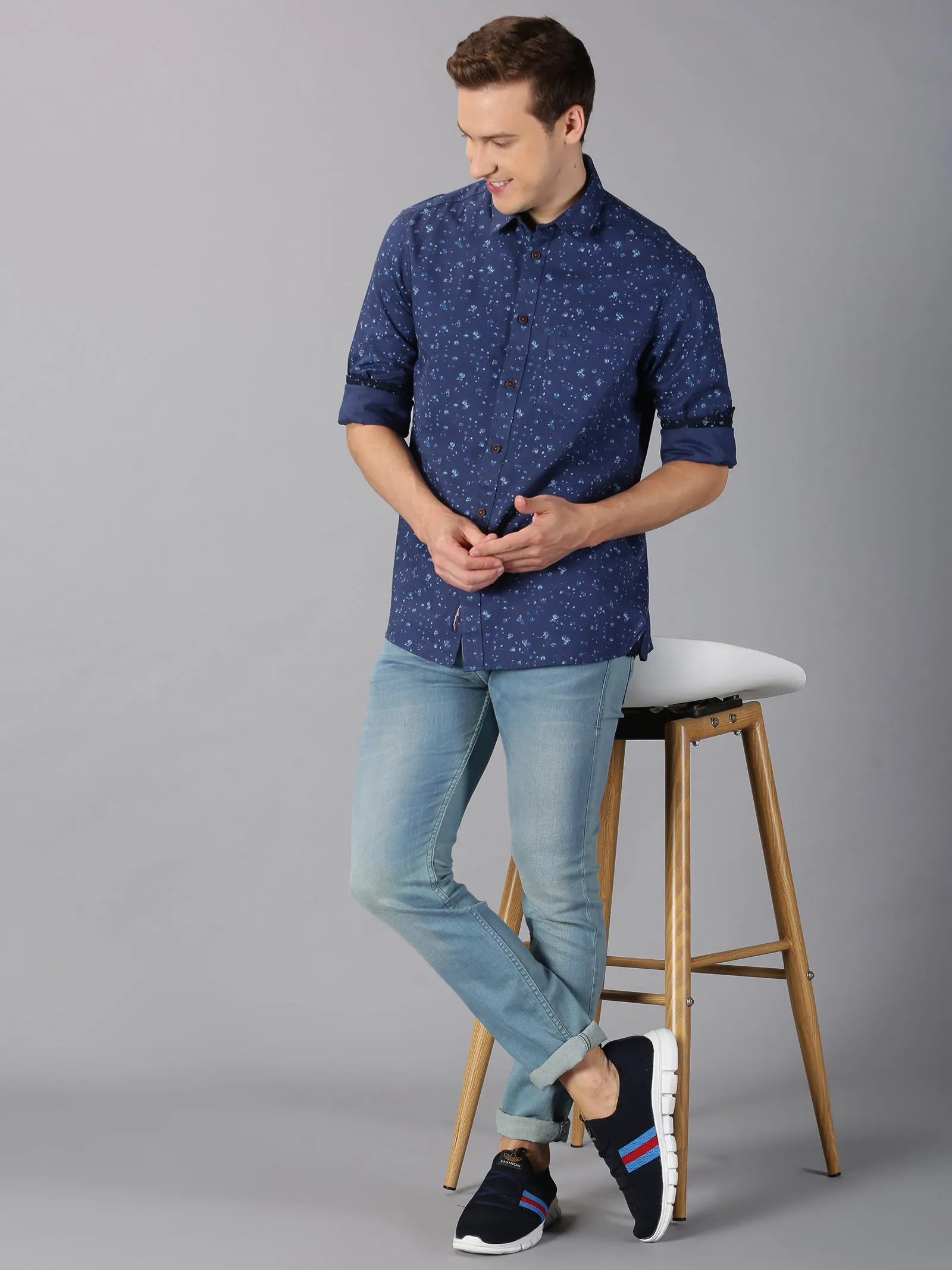 MEN'S BLUE PRINT SLIM FIT SHIRT