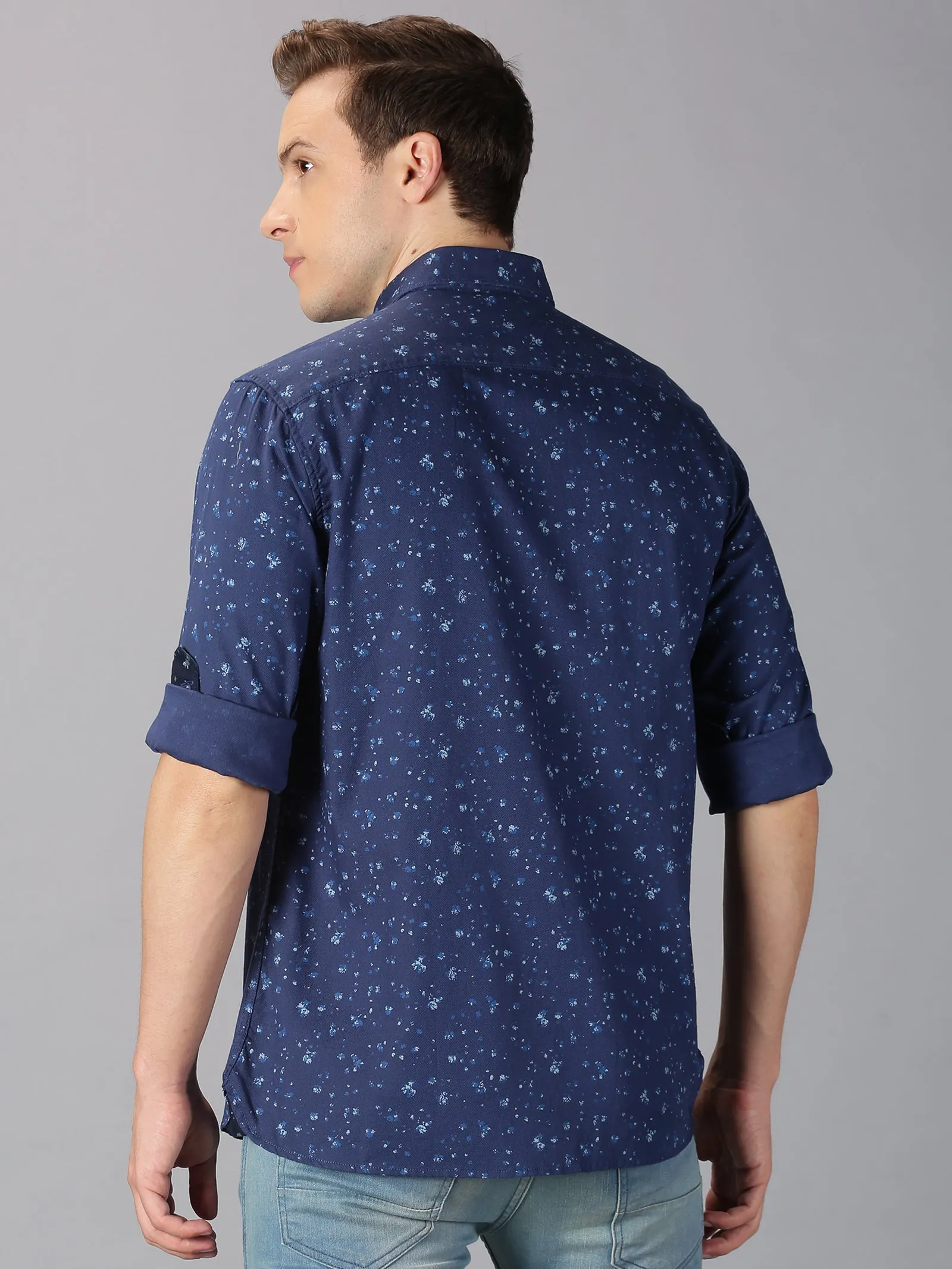 MEN'S BLUE PRINT SLIM FIT SHIRT