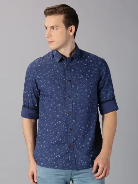 MEN'S BLUE PRINT SLIM FIT SHIRT