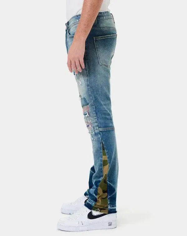 Men's Jeans Ripped & Repaired Slim Straight