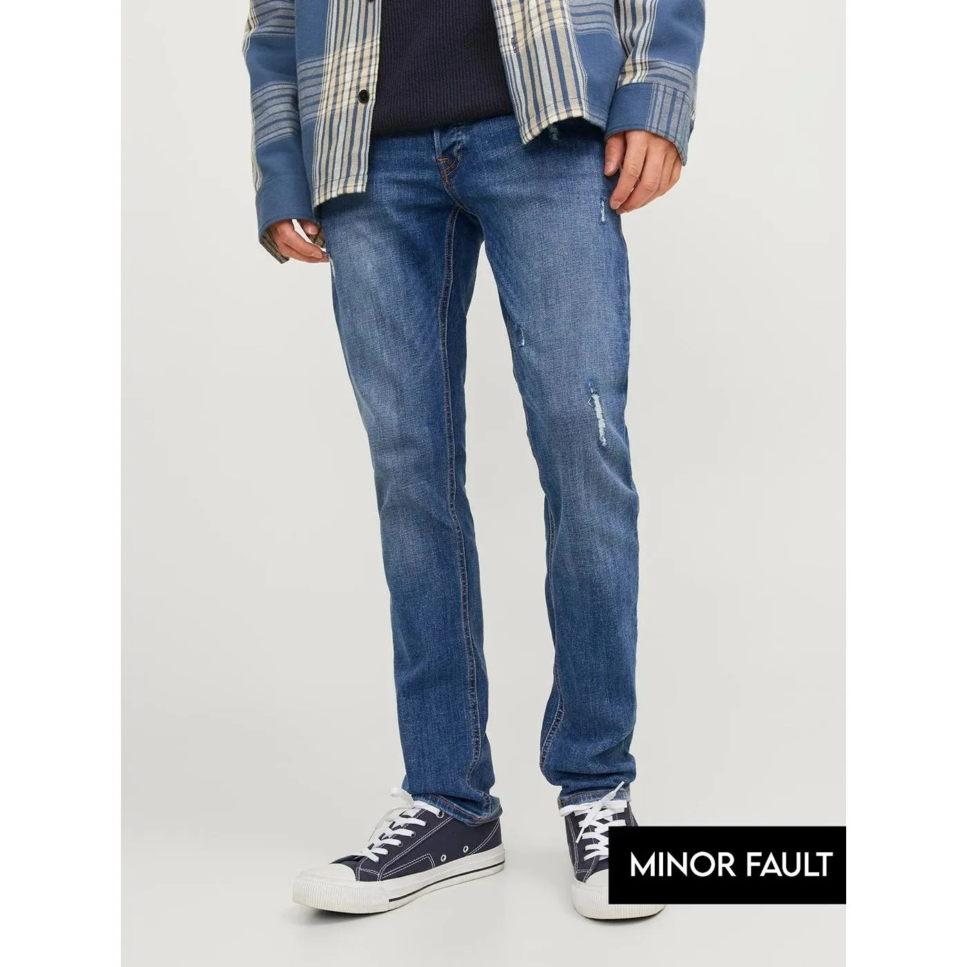 (Minor Fault) Blue Slim Fit Ripped Jeans