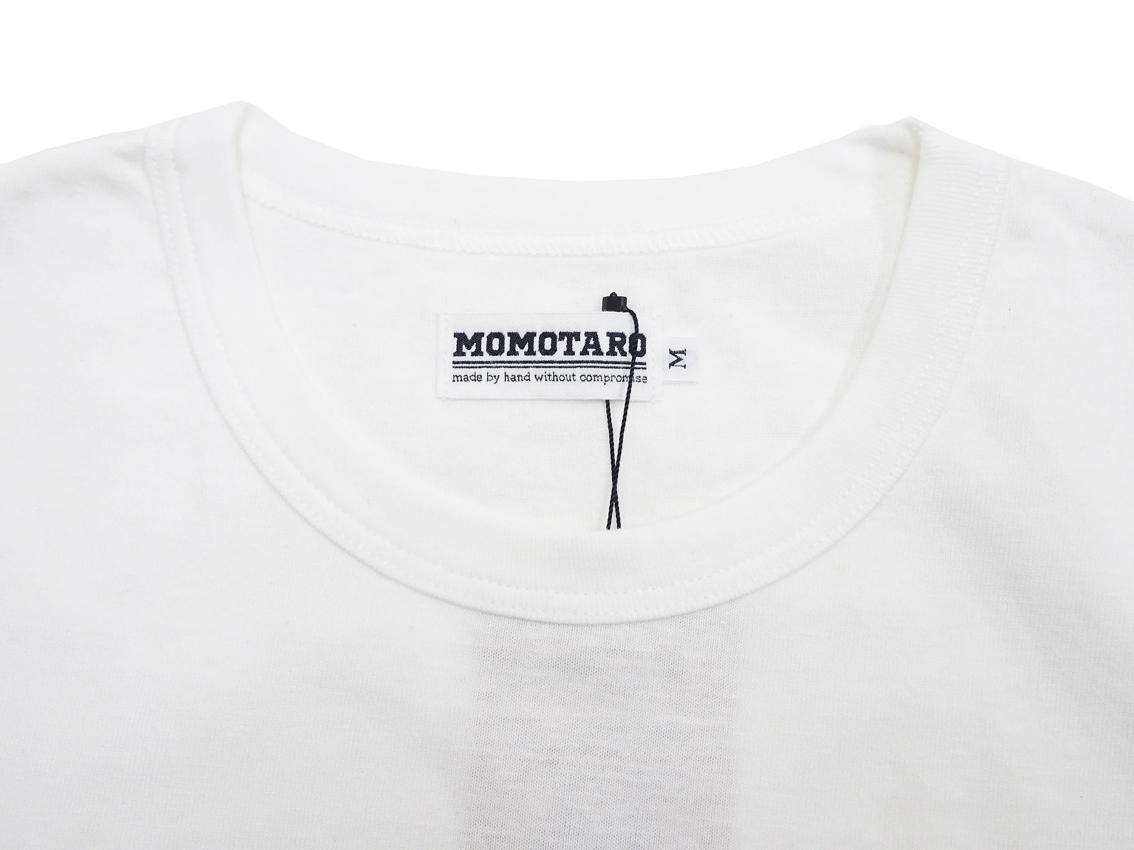 Momotaro Jeans Pocket T-shirt Men's Short Sleeve Tee Shirt with Decorative Stitched Denim Pocket MTS0020M31 White