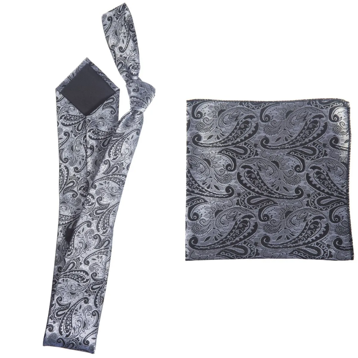 Self Tie  Classic Windsor Necktie and Pocket  Square Paisley Jacquard