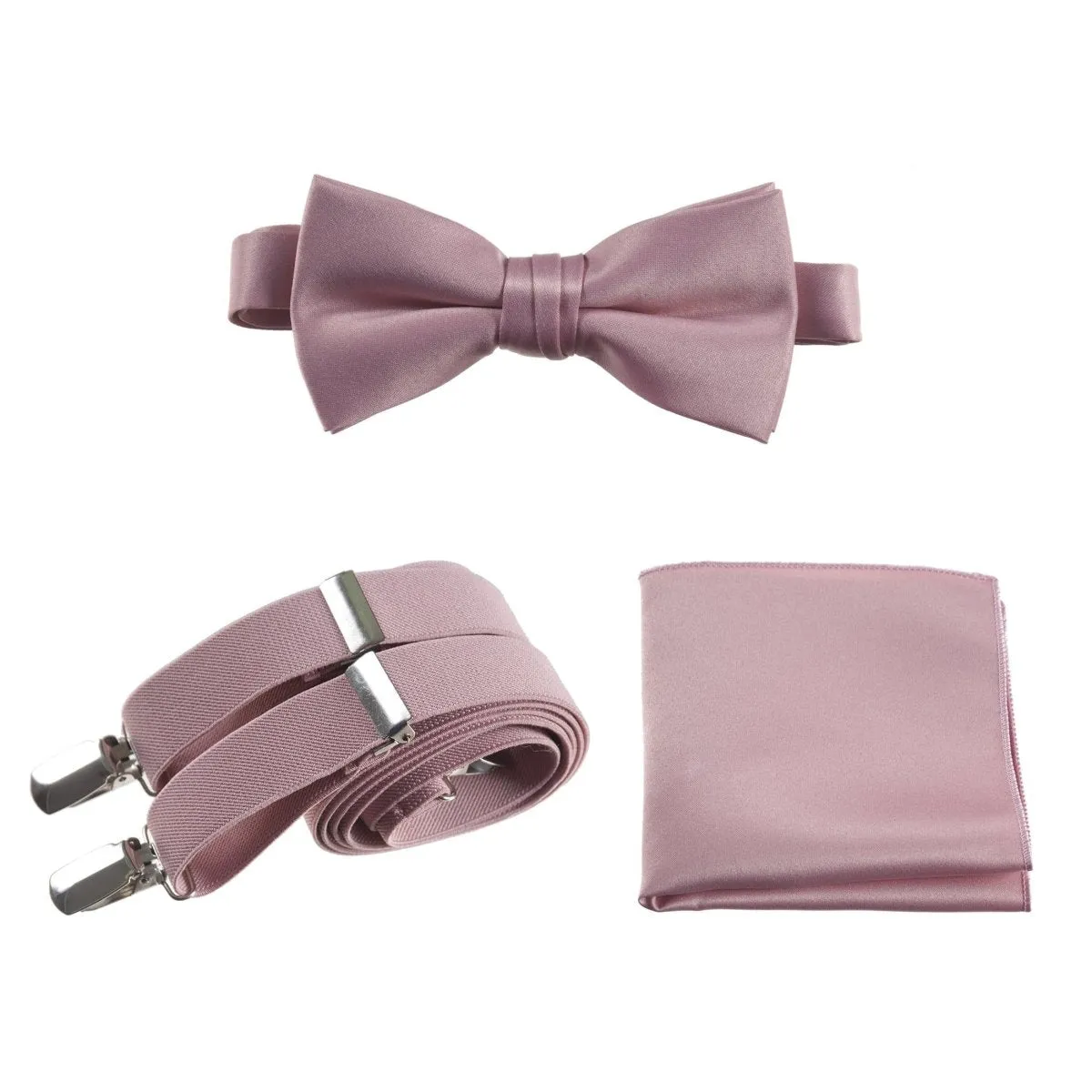 Pre-tied Bow Tie & Pocket Square with Adjustable Stretch Suspender