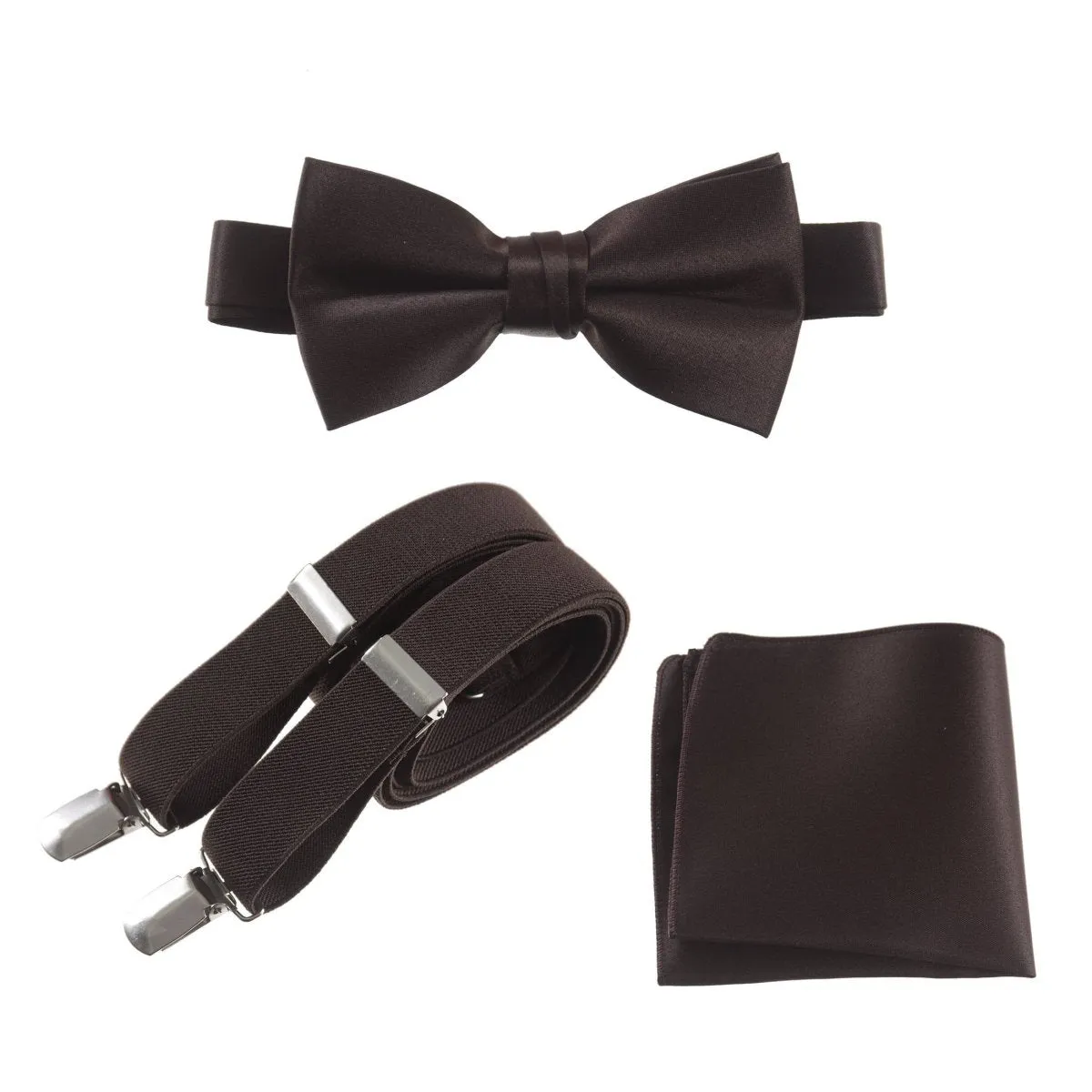 Pre-tied Bow Tie & Pocket Square with Adjustable Stretch Suspender