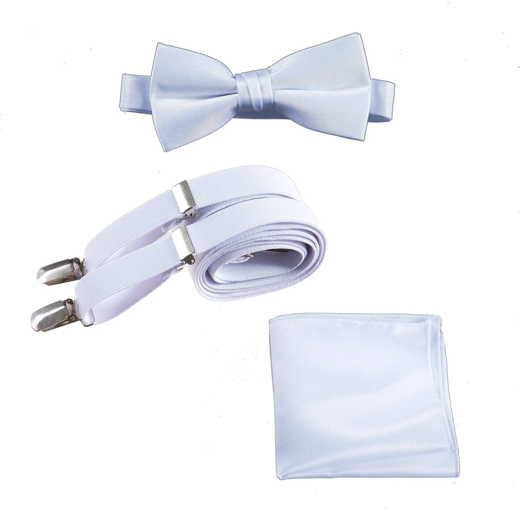 Pre-tied Bow Tie & Pocket Square with Adjustable Stretch Suspender