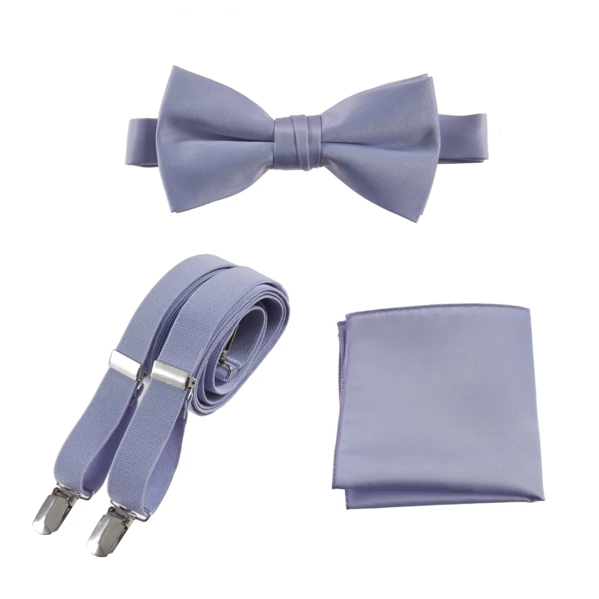 Pre-tied Bow Tie & Pocket Square with Adjustable Stretch Suspender