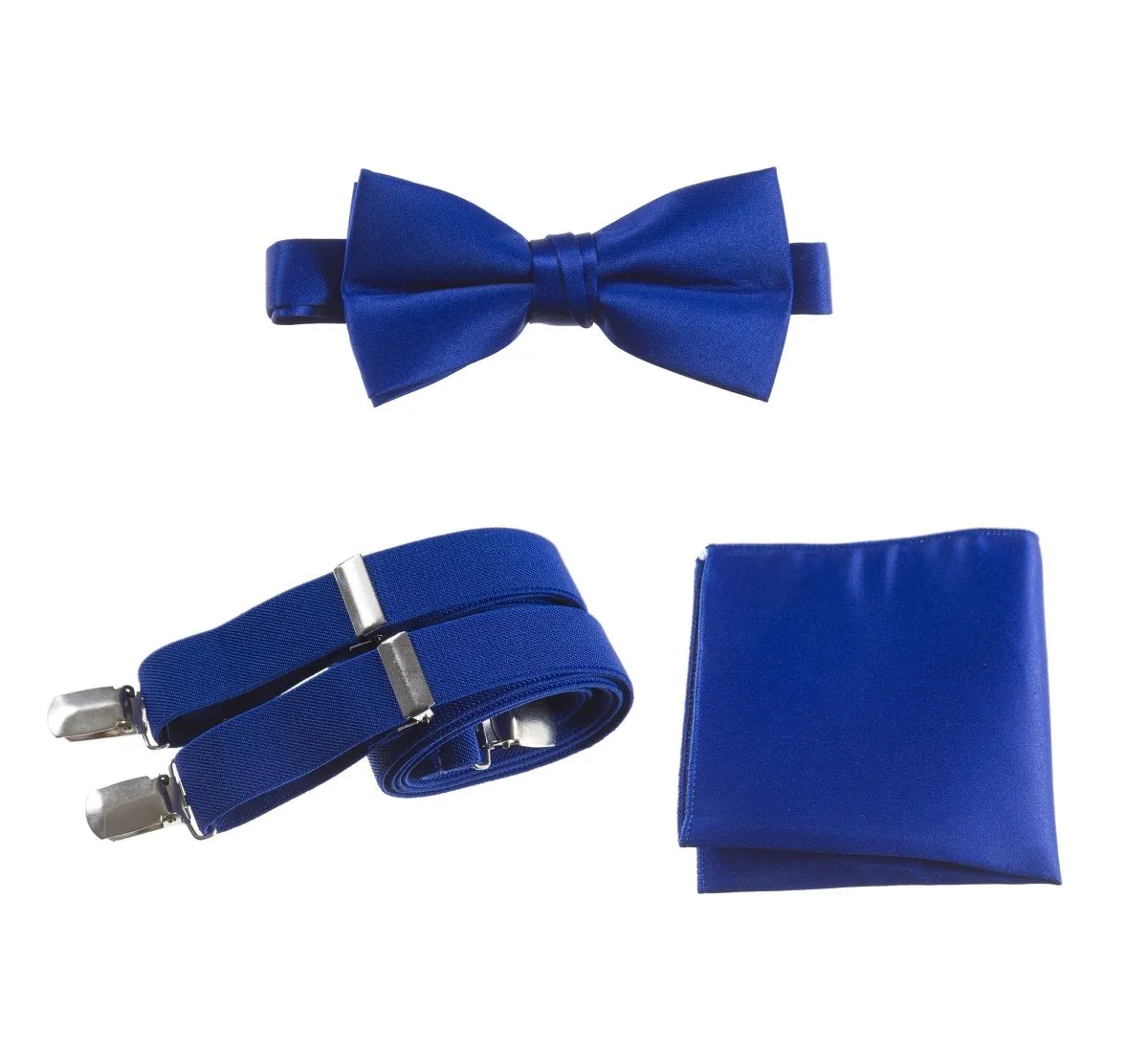 Pre-tied Bow Tie & Pocket Square with Adjustable Stretch Suspender