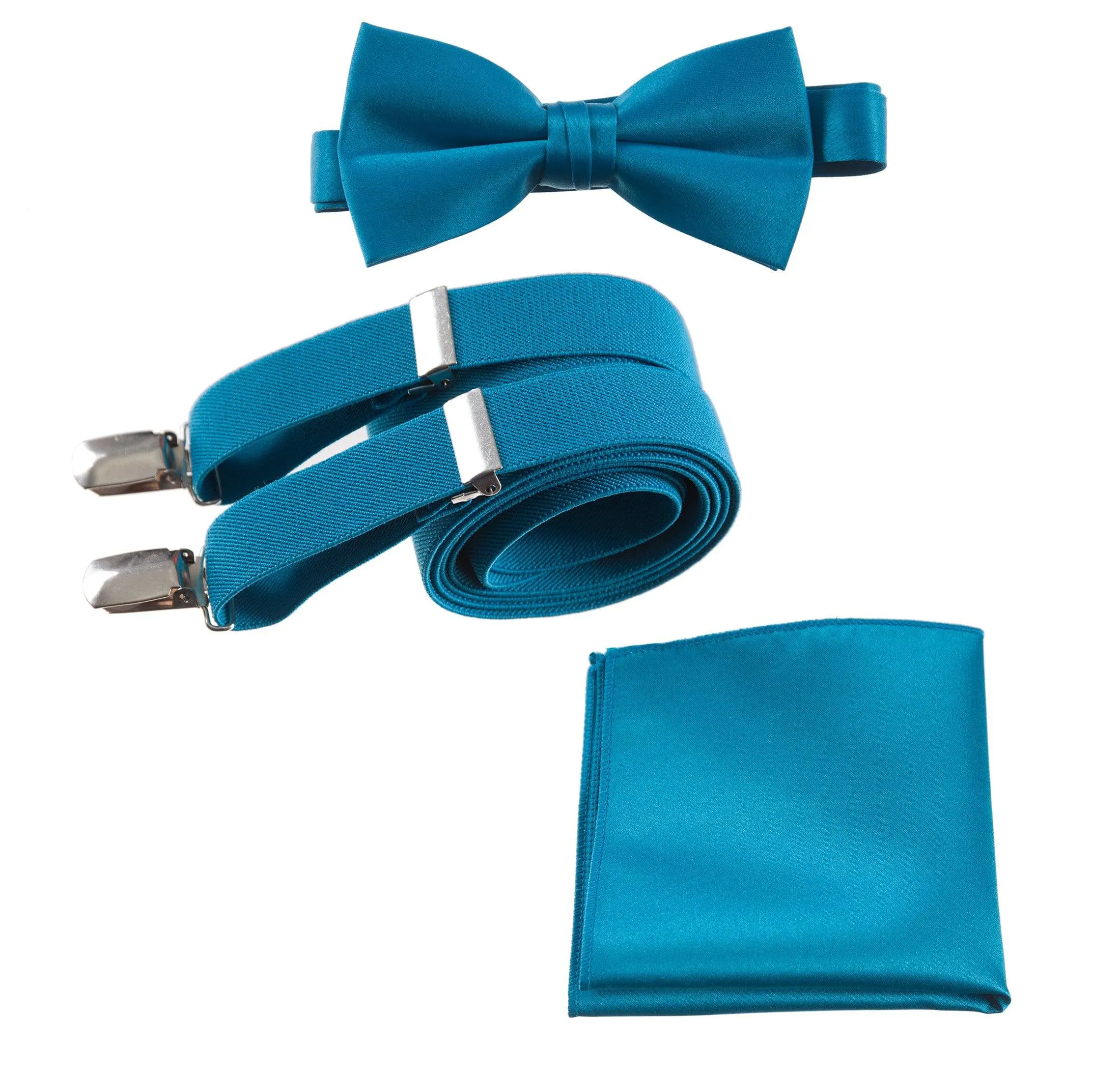 Pre-tied Bow Tie & Pocket Square with Adjustable Stretch Suspender