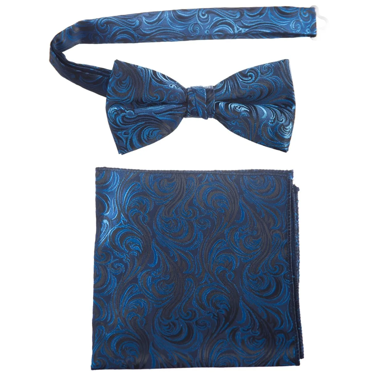 Pre-tied Bow Tie and Pocket Square Paisley Jacquard Handkerchief Sets