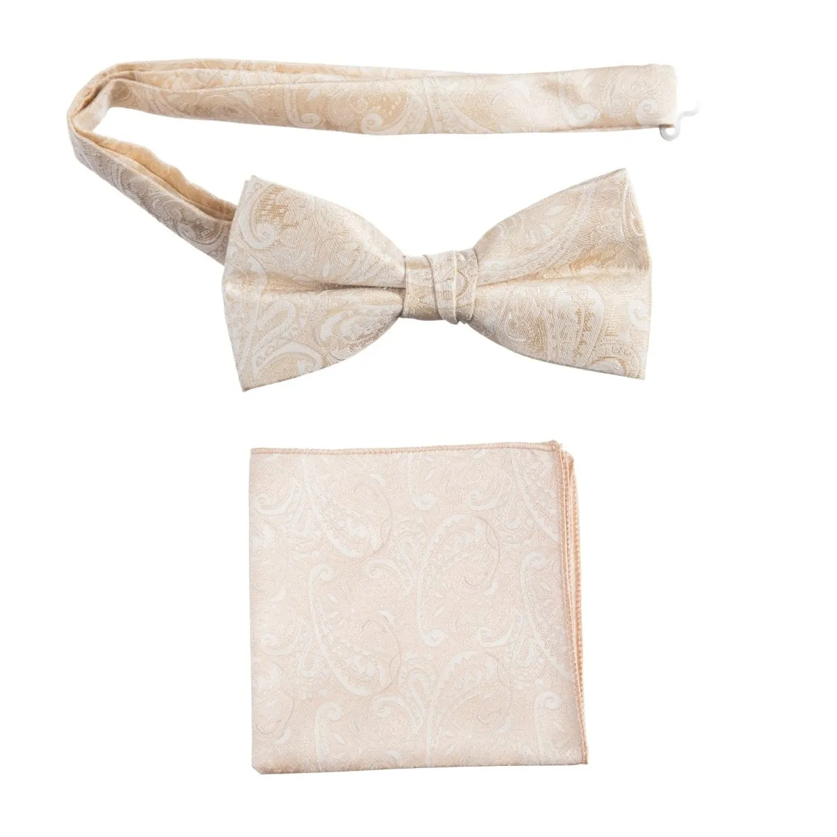 Pre-tied Bow Tie and Pocket Square Paisley Jacquard Handkerchief Sets