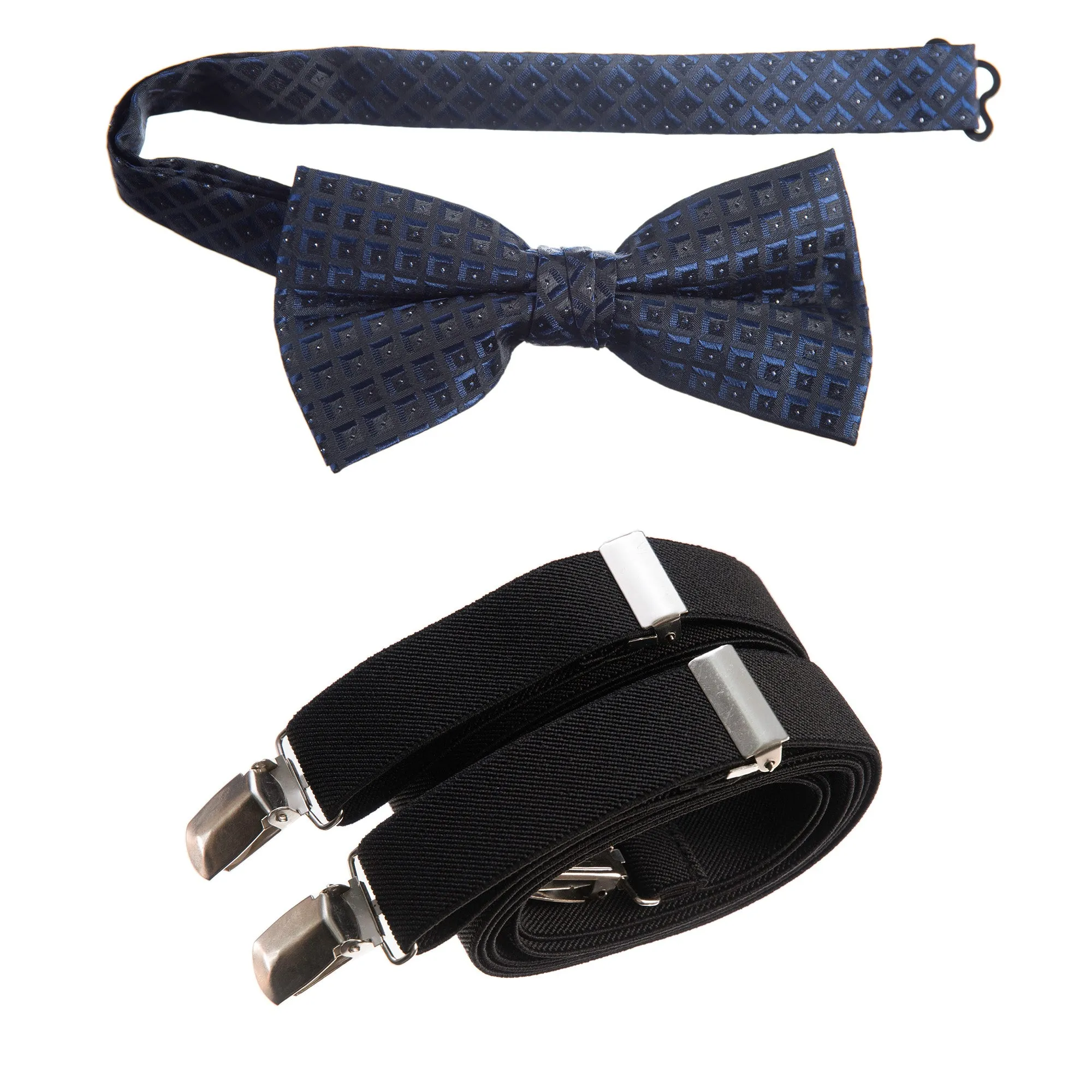 Pre-tied Bow Tie Paisley Jacquard and Adjustable Stretch Suspender Sets