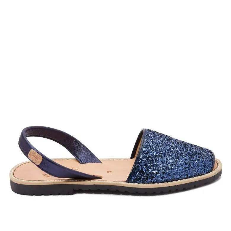 Renewed Glitter Leather Open Toe Menorcan Sandal For Women - Madona 1056R