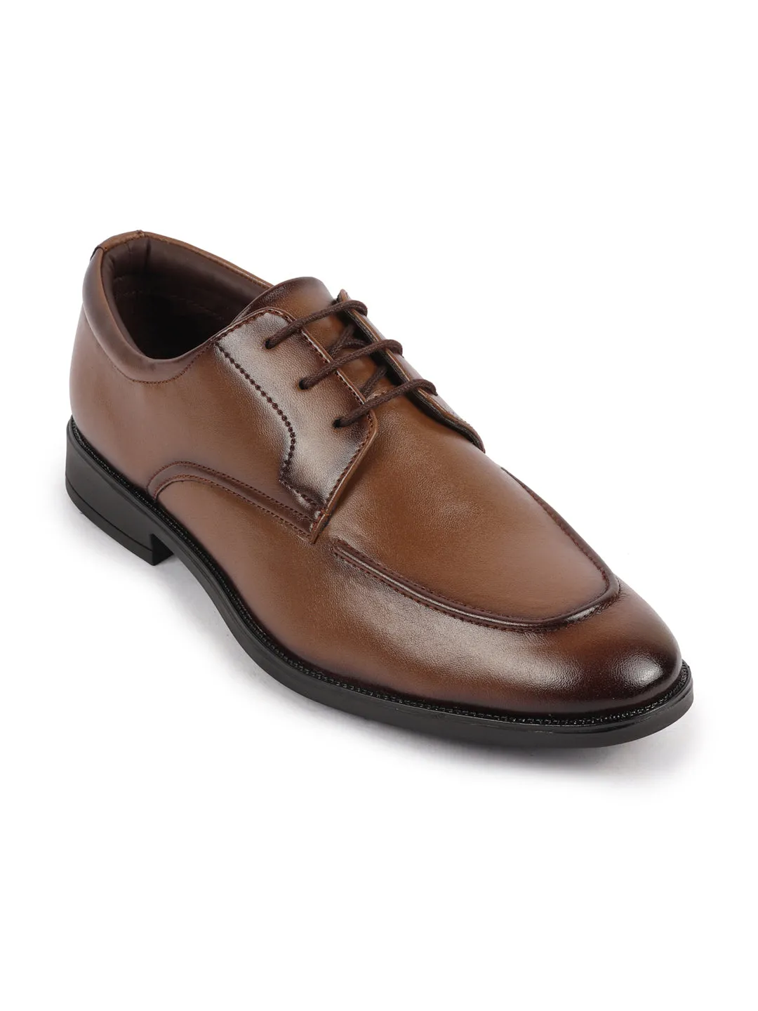 Men Tan Formal Office Comfort Lace-Up Derby Shoes