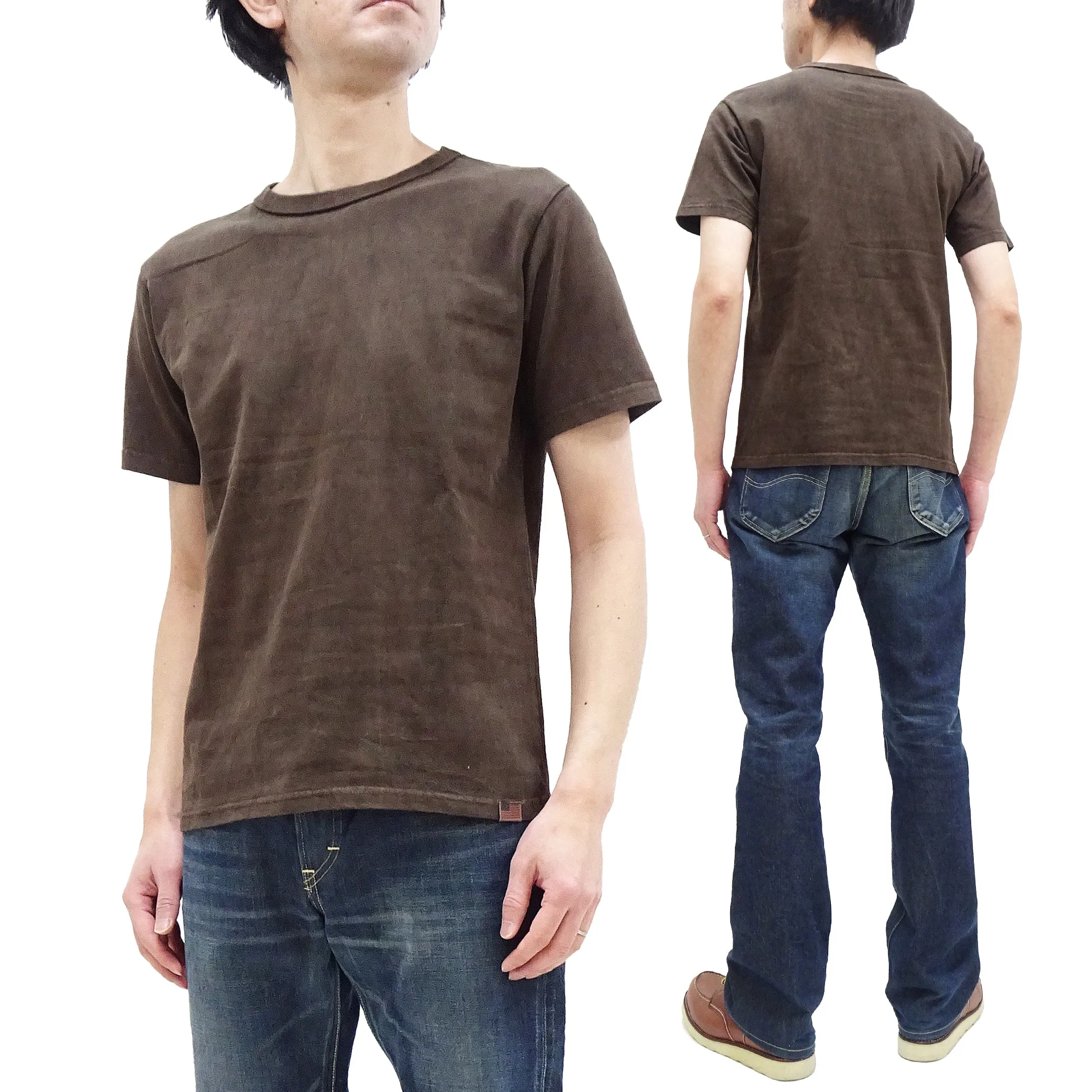 Studio D'artisan T-shirt Men's Natural Dye Amami Dorozome Plain Solid Color Short Sleeve Tee 8094 Brown