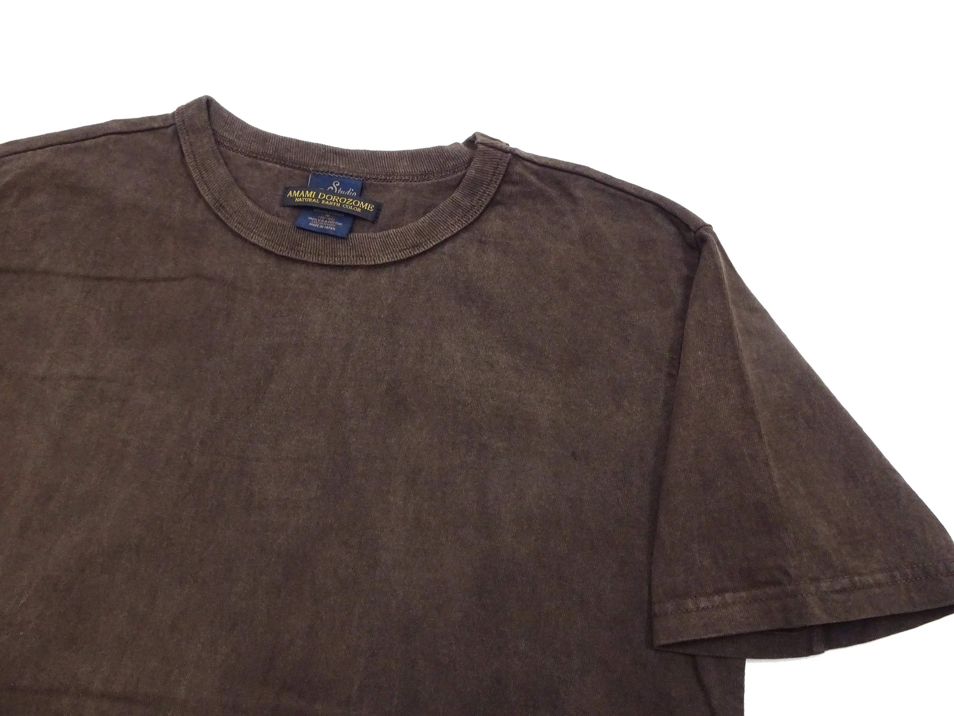 Studio D'artisan T-shirt Men's Natural Dye Amami Dorozome Plain Solid Color Short Sleeve Tee 8094 Brown