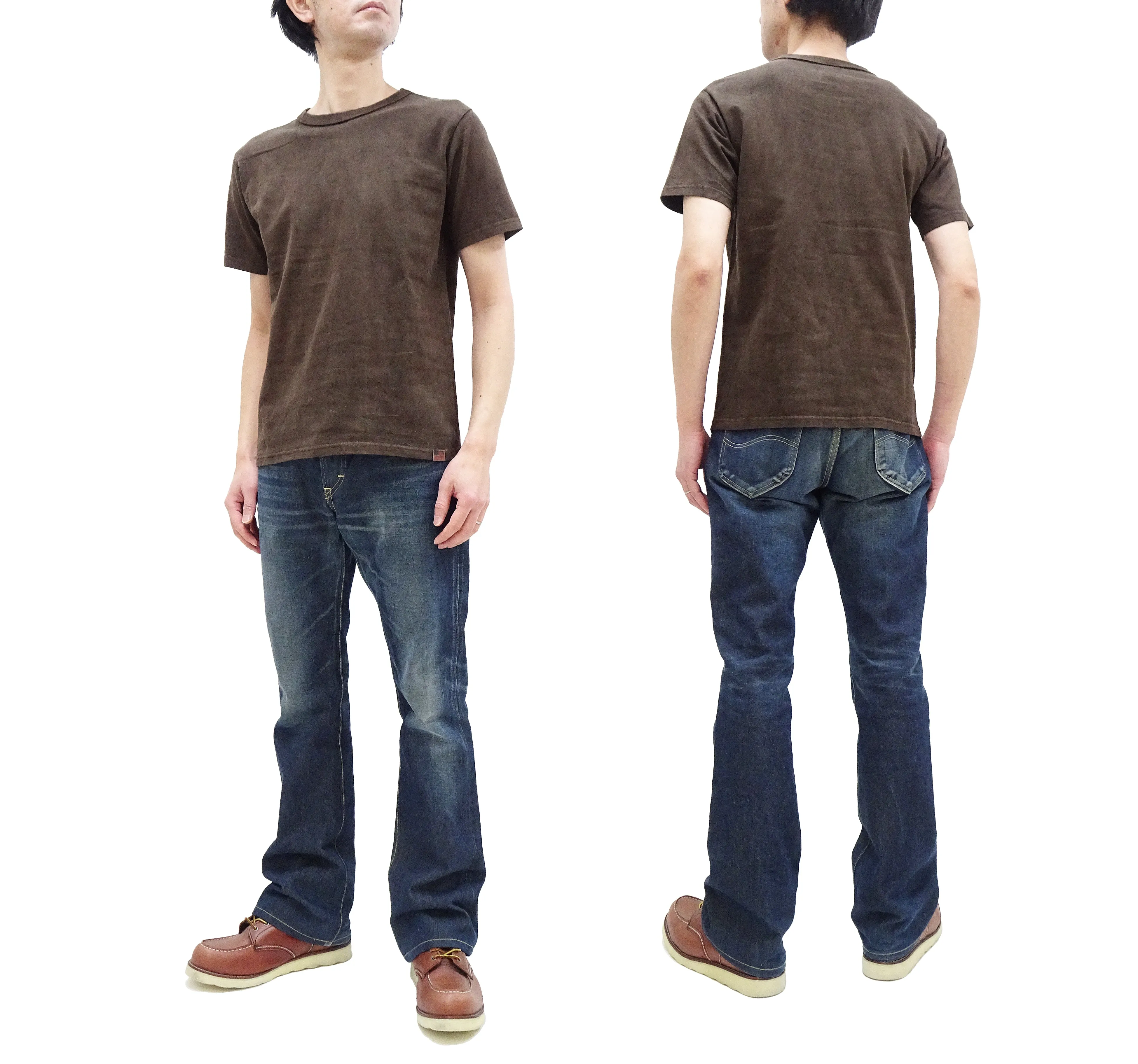 Studio D'artisan T-shirt Men's Natural Dye Amami Dorozome Plain Solid Color Short Sleeve Tee 8094 Brown