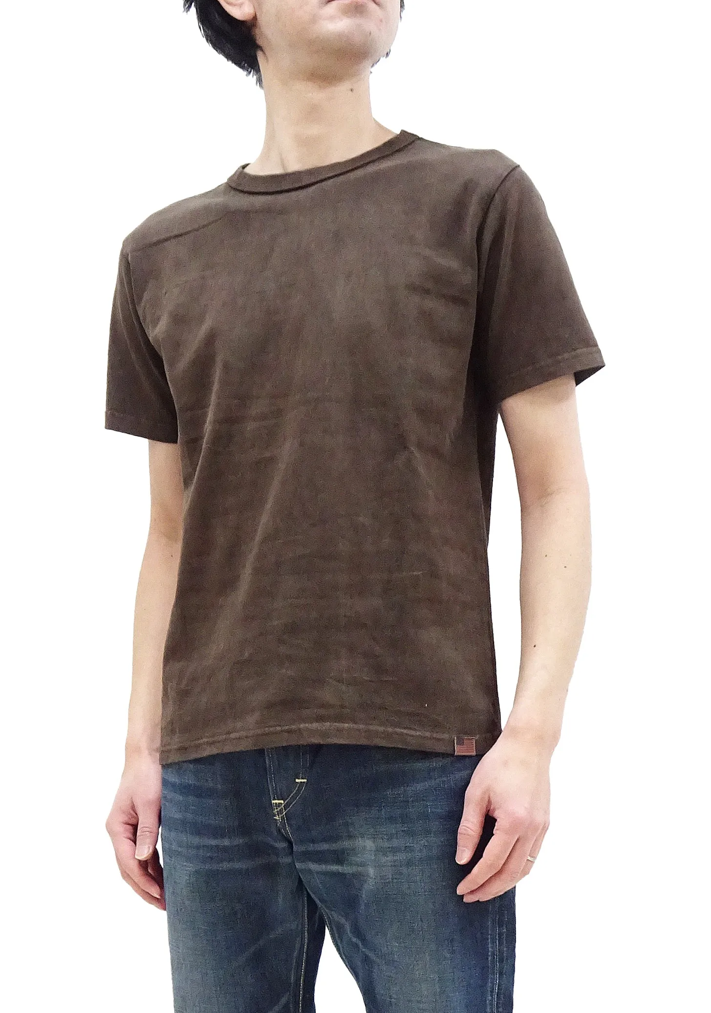 Studio D'artisan T-shirt Men's Natural Dye Amami Dorozome Plain Solid Color Short Sleeve Tee 8094 Brown