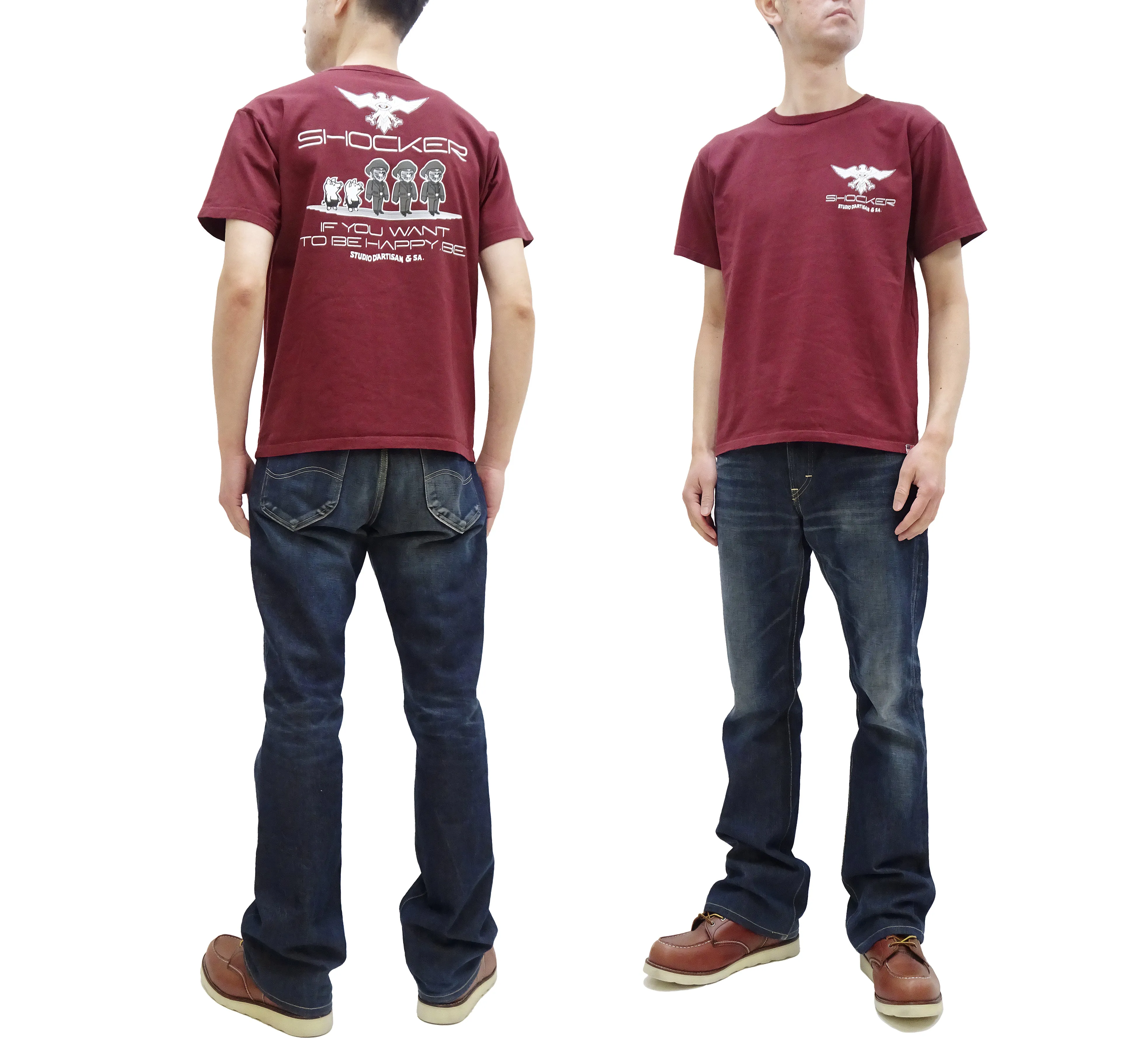 Studio D'artisan T-shirt Men's Shocker from Shin Kamen Rider Graphic Short Sleeve Tee SKR-004 Burgundy