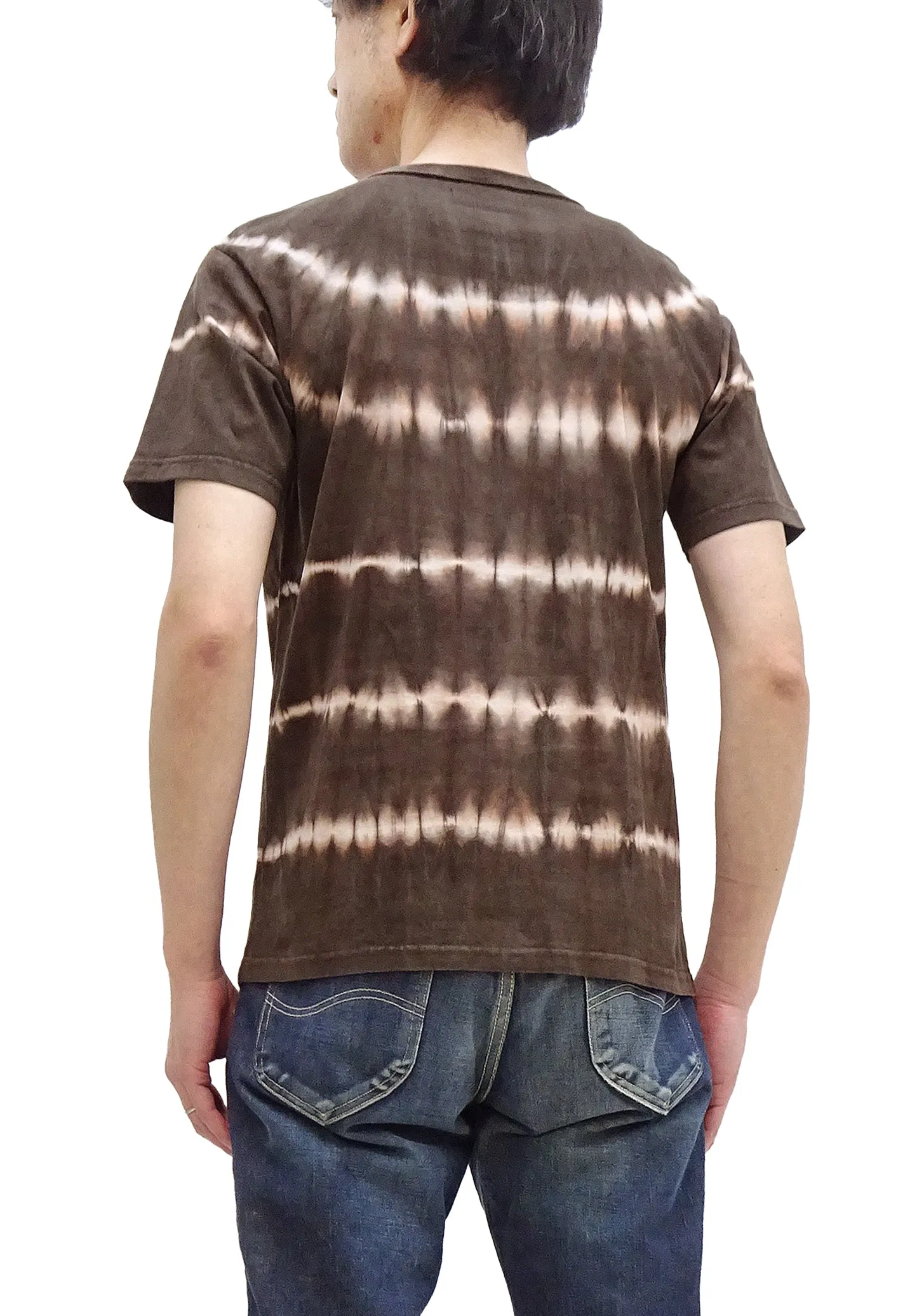 Studio D'artisan Tie Dye T-Shirt Men's Natural Dye Amami Dorozome Short Sleeve Tie-Dye Tee 8094B Brown