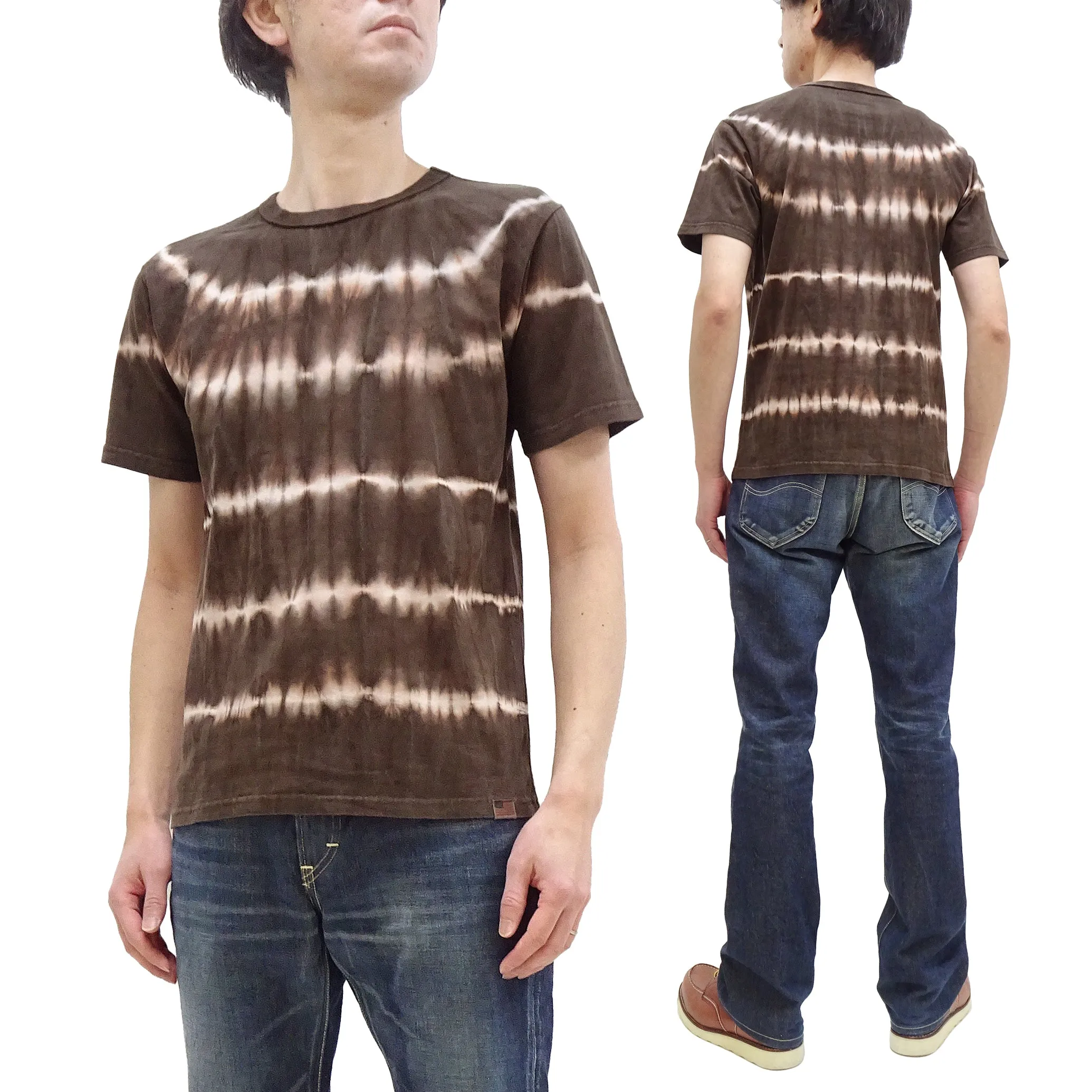 Studio D'artisan Tie Dye T-Shirt Men's Natural Dye Amami Dorozome Short Sleeve Tie-Dye Tee 8094B Brown