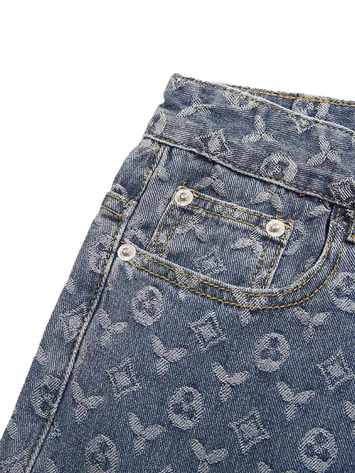 Thesupermade Jacquard Baggy Denim Jeans-1532