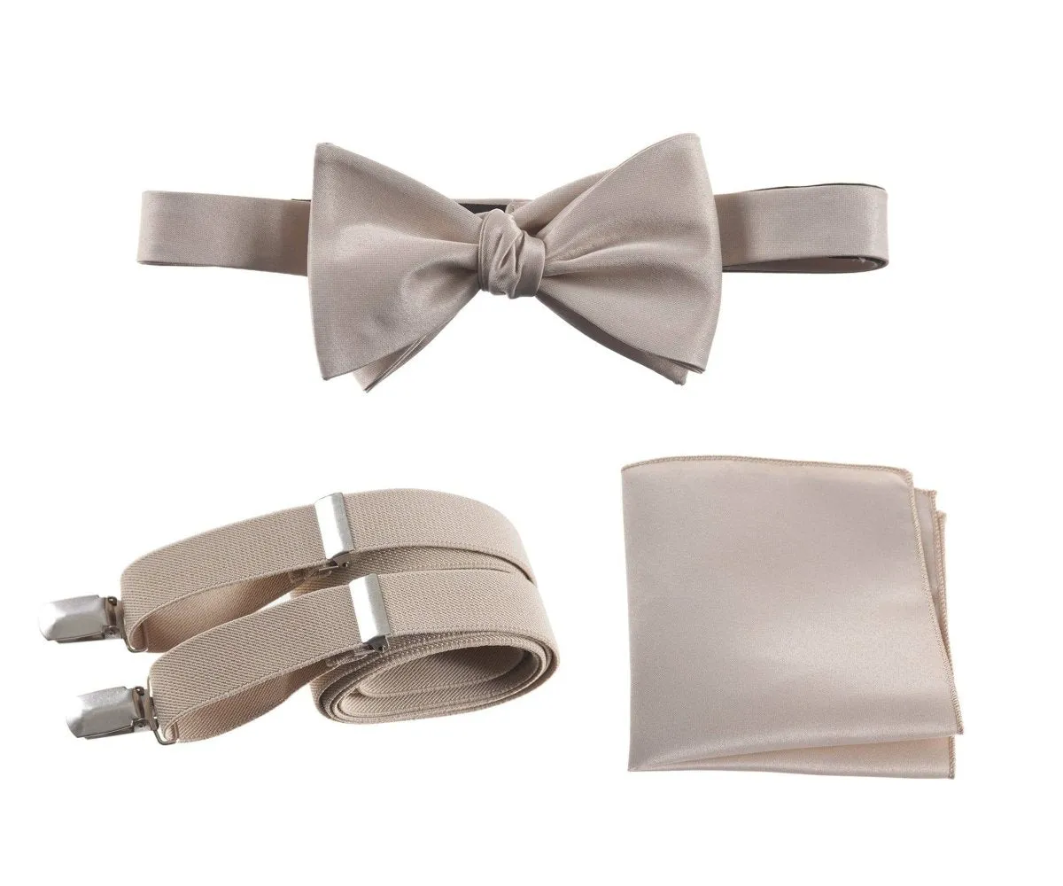 Tuxgear Inc | Men's & Boys Matching Set: Bow Tie, Suspenders & Pocket Square