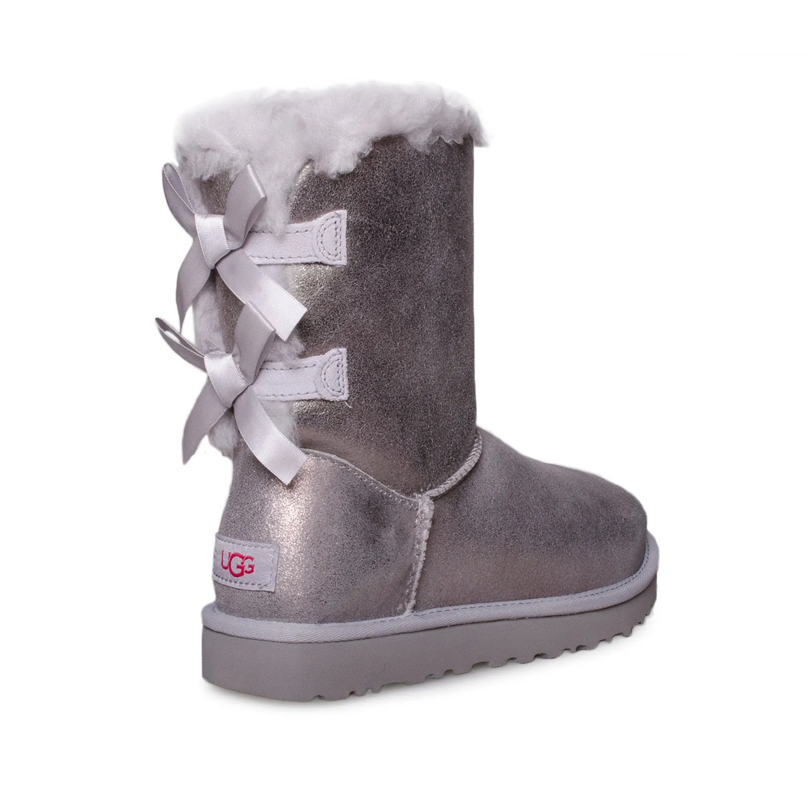 UGG Bailey Bow Glisten Metallic Grey Boots - Women's