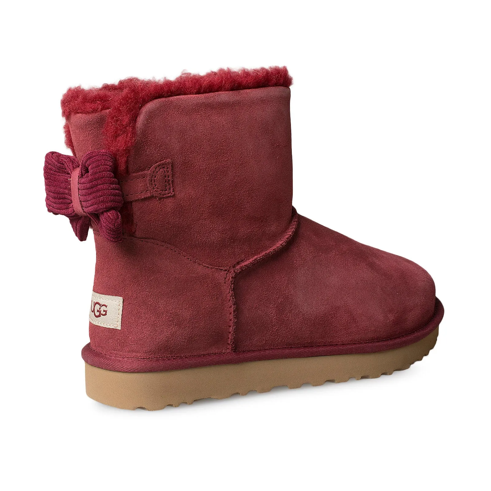 UGG Mini Bailey Corduroy Bow Kiss Red Boots - Women's