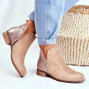 Women's Casual Suede Leather w/Zipper Ankle Boots