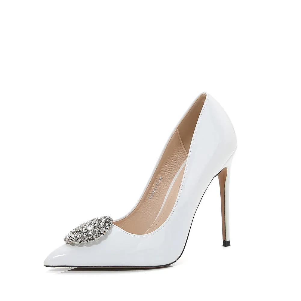 Women's Pointed Toe Rhinestone Shallow Stiletto Heel Pumps